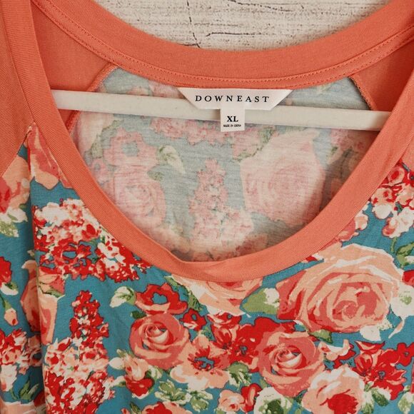 DownEast Xl Pink Floral Cottagecore Y2K Long Sleeve T-shirt - Picture 4 of 8